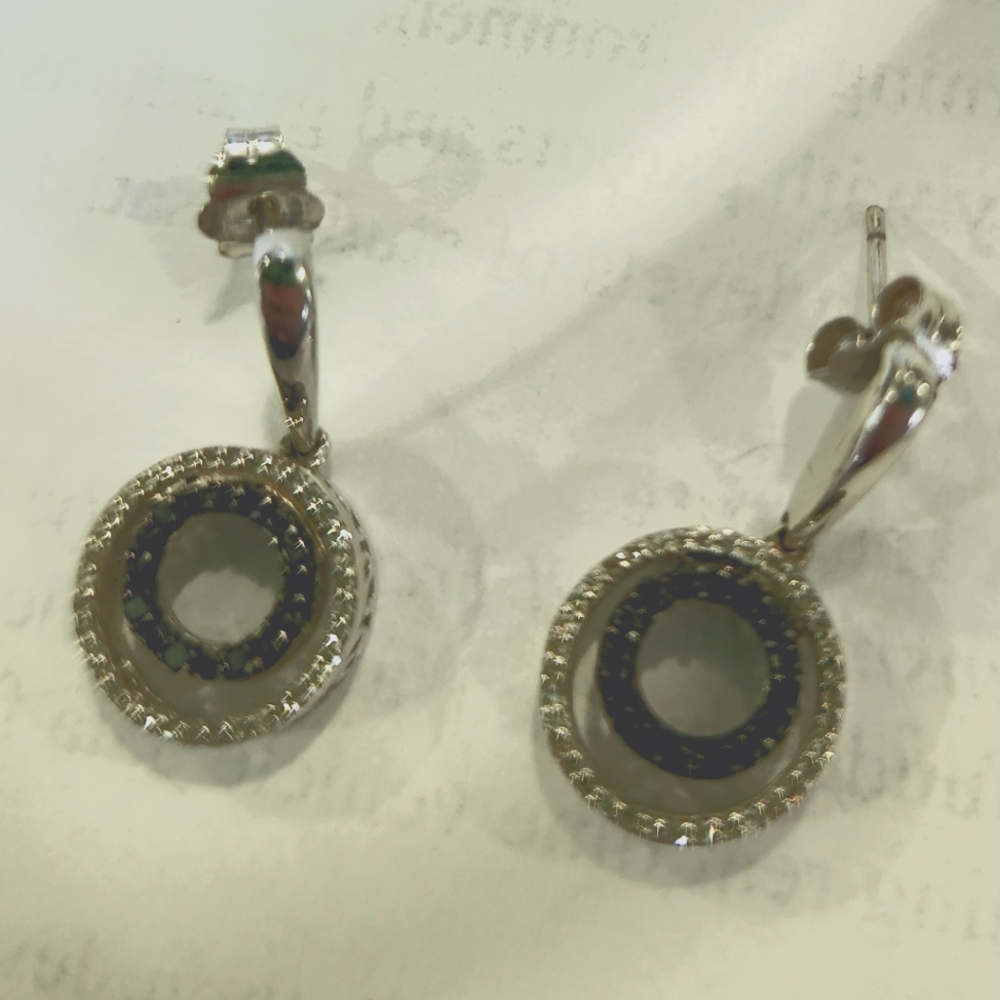 Black & white diamond earrings, set in sterling silver